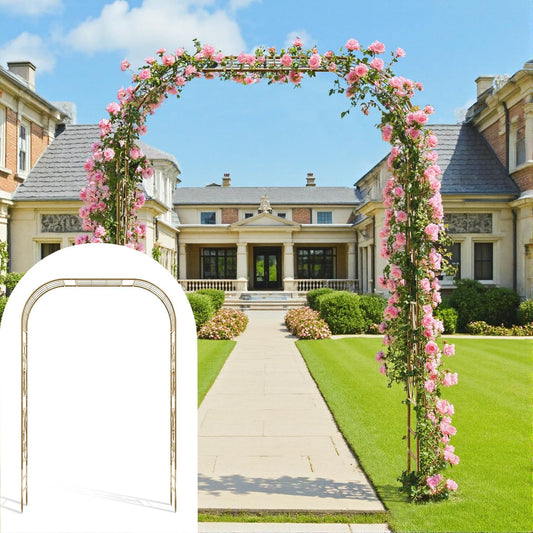 Metal Garden Arbor, 104.3” Tall Wrought Iron Archway for Climbing Plants & Flowers, British-Style Garden Trellis (Copper)