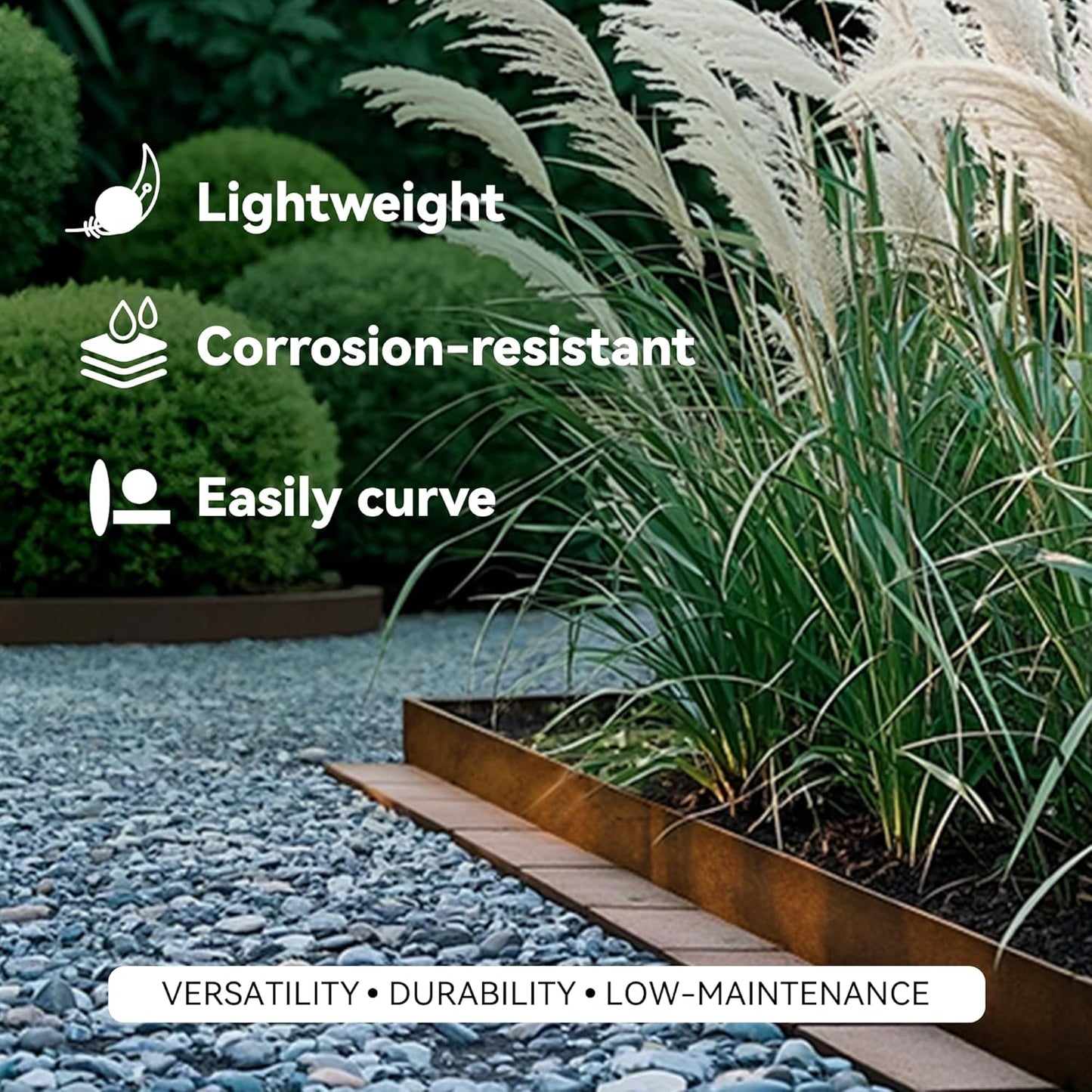 Worth Galvanized Steel Landscape Edging 8" x25' Metal Garden Edging Roll Flexible Bender Border with 8Pcs Stakes for Lawn, Flower Bed Edges, Rust-Colored Painted