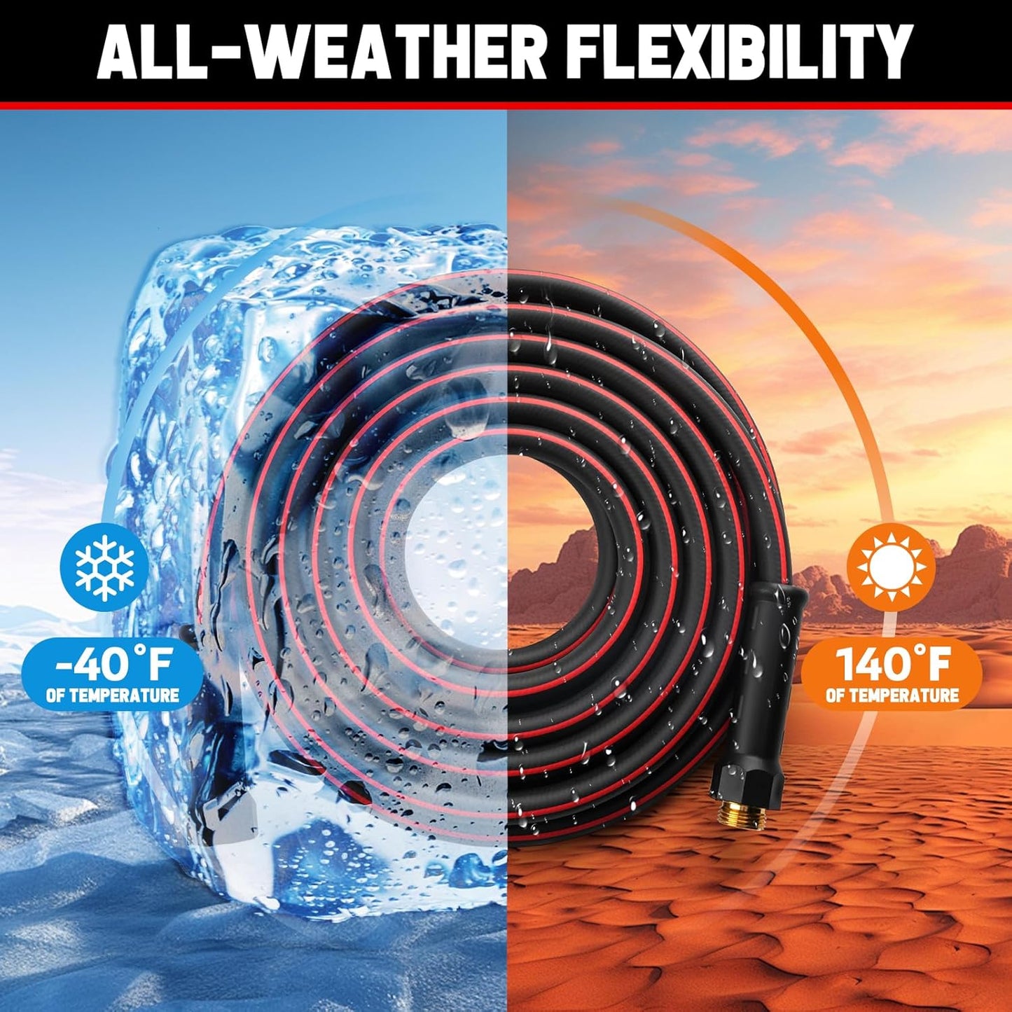 Garden Hose 25ft x 5/8", NON-EXPANDABLE Heavy Duty Premium Flexible Water Hose, No Kink, Leakproof, Lightweight Hybrid Hose with Male to Female Fittings for Household&Backyard