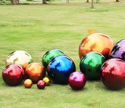 Stainless Steel Gazing Globe Mirror Ball, Decorative Gazing Balls for Garden, Reflective Smooth Garden Ball Sphere for Outdoor Yard Decoration (Purple, Dia: 10 inch)