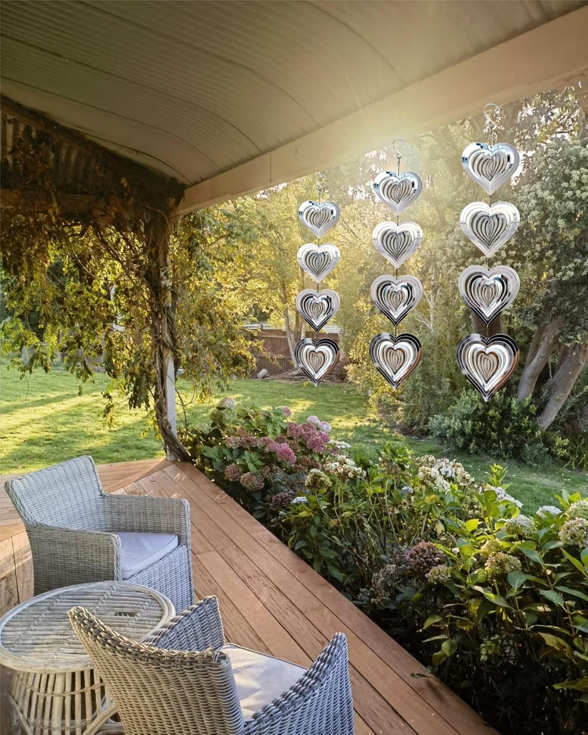 3D Wind Sculptures & Spinners Flowing-Light Effect Wind Spinners Outdoor Garden Decor Metal Square Wind Spinners Gifts for Mom, Women Wind Spinner (Continuous Love)