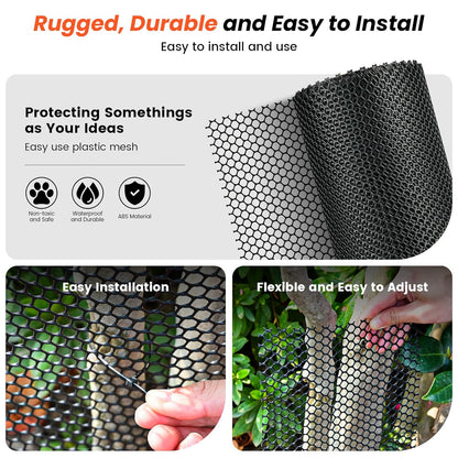 16IN x 50FT Plastic Chicken Wire Mesh, Chicken Wire for Floral Arrangements, Chicken Wire Mesh for Crafts with 100 Pcs Zip Ties, Mesh Fence for Dogs, Deers, Poultry