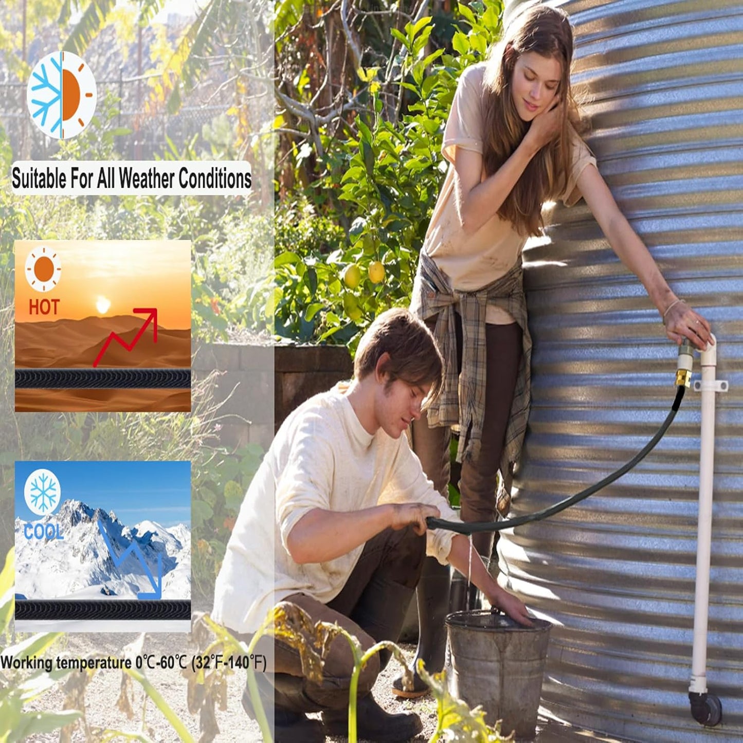 Garden Hose 50ft - Non-Expanding, Kink-Free, High-Pressure,Ultra-Lightweight & Flexible Water Hose with 550 PSI Burst Resistance - All-Weather Use for Lawns, Gardens, Car Washing & Pet Care (Gold)