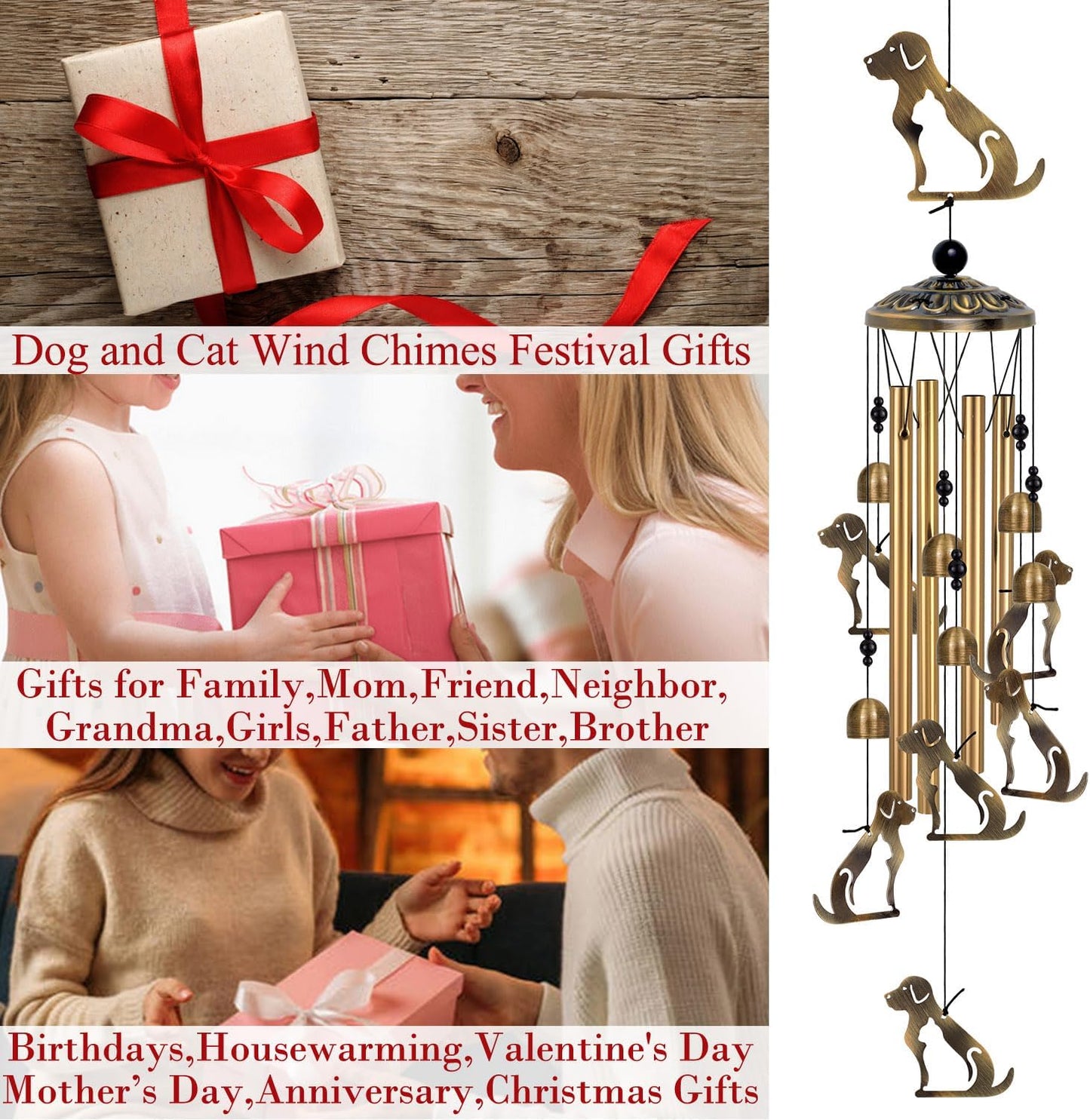Outdoor Dog Wind Chimes Decor, Mobile Blessing Wind Bells Decorate, Sympathy Wind Catcher, Memorial Gifts for Mom, Grandma, Woman (Housewarming/Outside/Indoor/Home/Room/Porch/Yard/Garden Decoration)