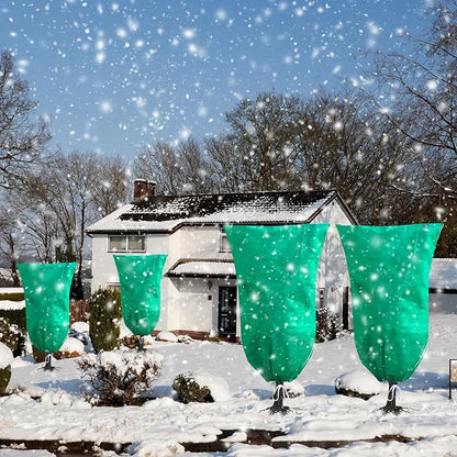 4 Pack Plant Covers Freeze Protection, 32''W x 48''H 2.5oz/yd² Winter Tree Frost Blankets Frost Cloths Protectors Bag Cover with Zipper Drawstring for Outdoor Plants Shrub Fruit Trees Potted