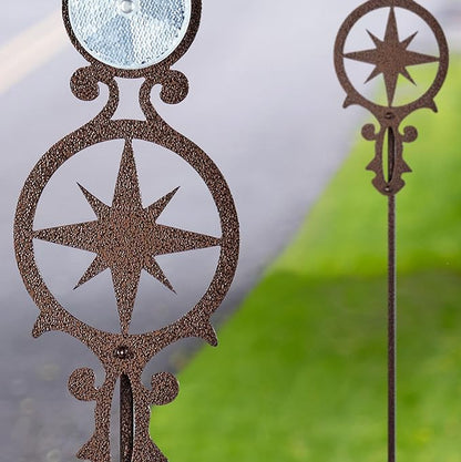 Touch of Class Pathways Reflective Driveway Marker Stake Set of Two for Outdoor Use | Compass Star Emblem Design | Personalized Tall Reflector Set of 2 | Weathered Bronze Durable Finish