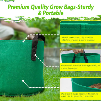 7 Pack 10 Gallon Plant Grow Bags - Mixed 7 Colors with Reinforced Handles & Aeration Design, Ideal for Tomato, Flowers & Fruits