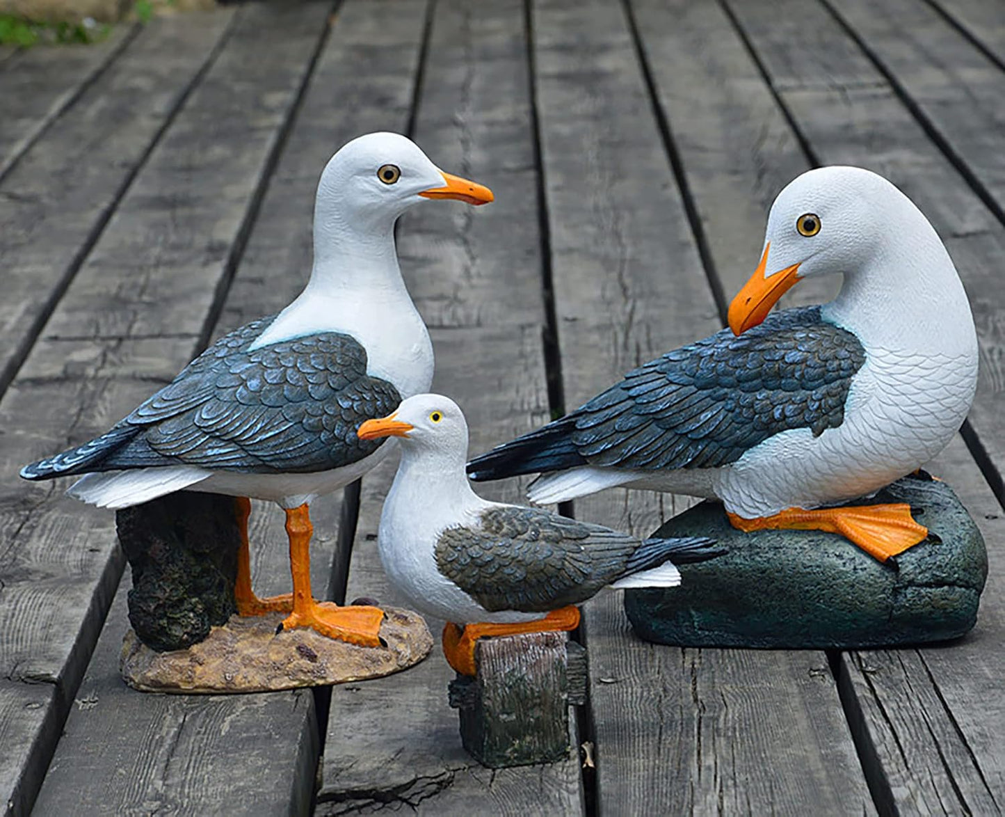 Real Seagull Outdoor Sculpture,Garden Bird Statue,Beach Statue Decor,Resin Animal Seabird Ornaments,Coastal Beach Decor,Patio Decor for Outdoor Table Decorfor Garden,Terrace,Lawn,Yard
