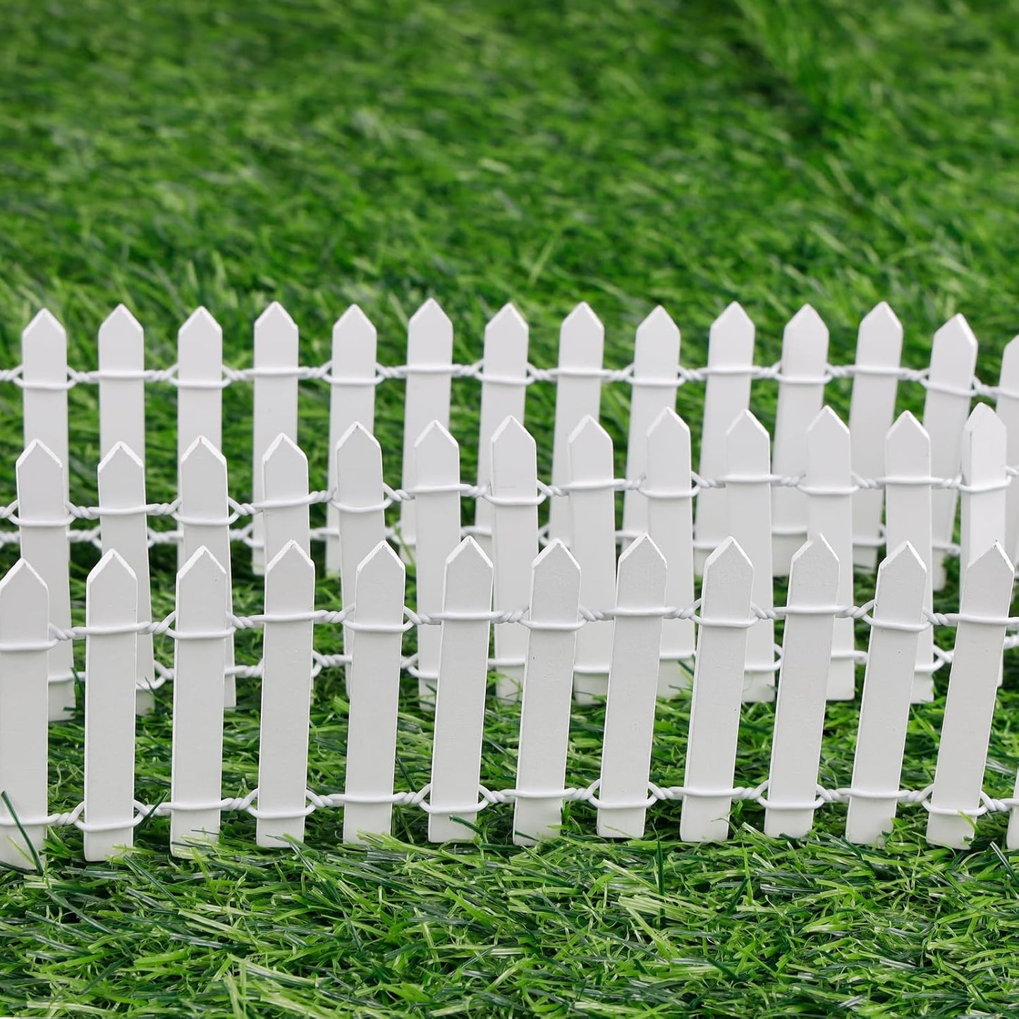 Mini Fairy Garden Fence, 35.5 Inch Cuttable Small Wood Picket Fence, DIY Miniature Accessories Decoration for Dollhouse, Crafts, Vegetable Platter, Cake(White)