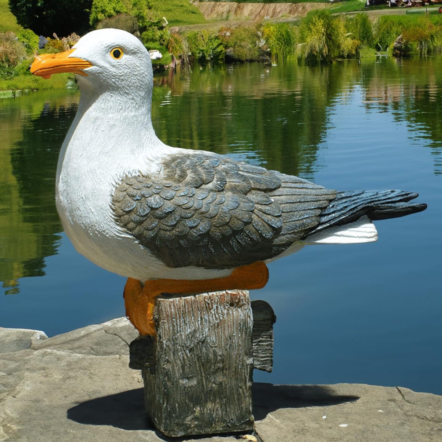 Real Seagull Outdoor Sculpture,Funny Bird Statue,Garden Beach Statue Decor,Resin Animal Seabird Ornaments,Coastal Beach Decor,Patio Decor for Outdoor Table Decorfor Garden,Terrace,Lawn,Yard