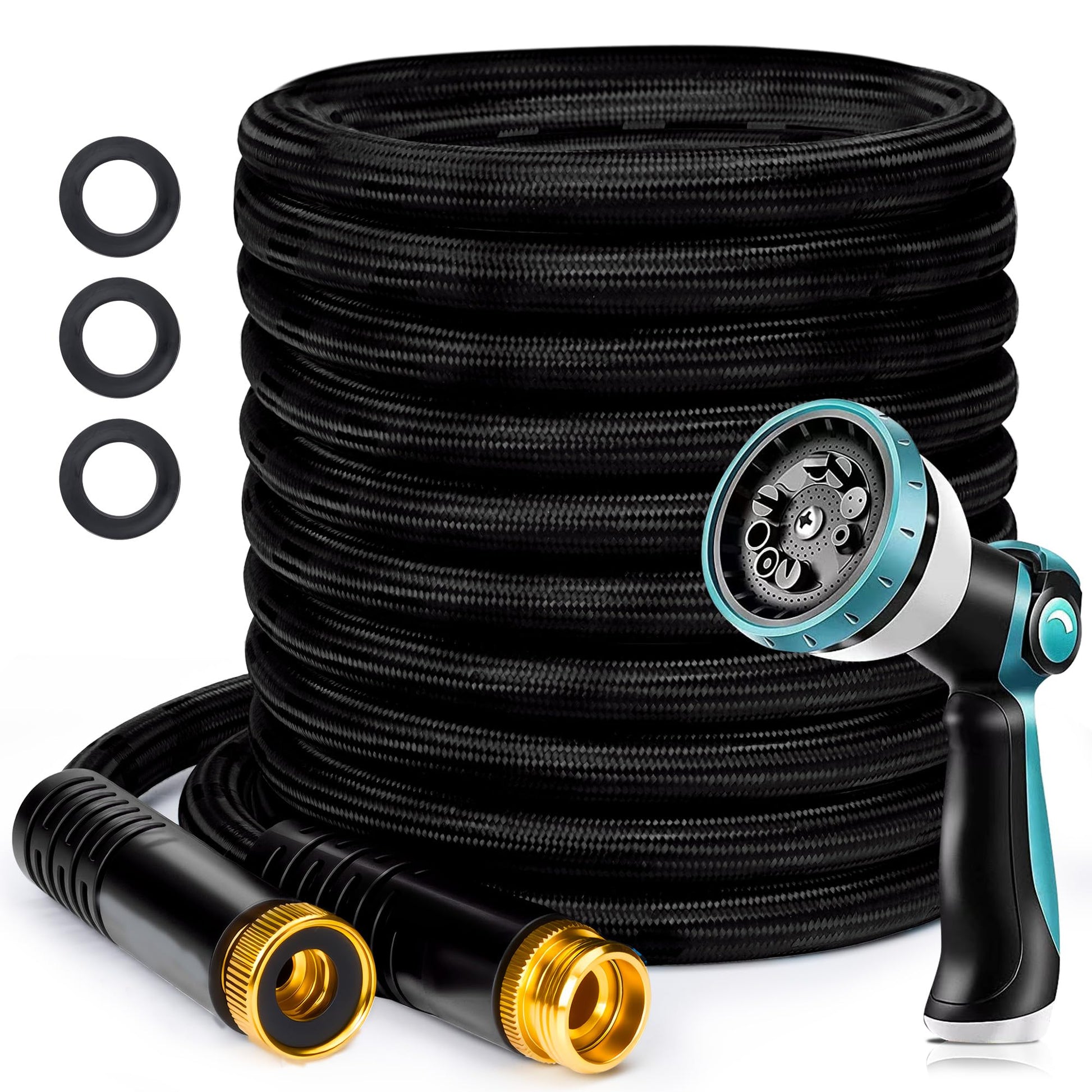 VERDOW Garden Hose 50 ft, Non-Expandable Lightweight Water Hose, 360° Swivel Fittings, 10-Pattern