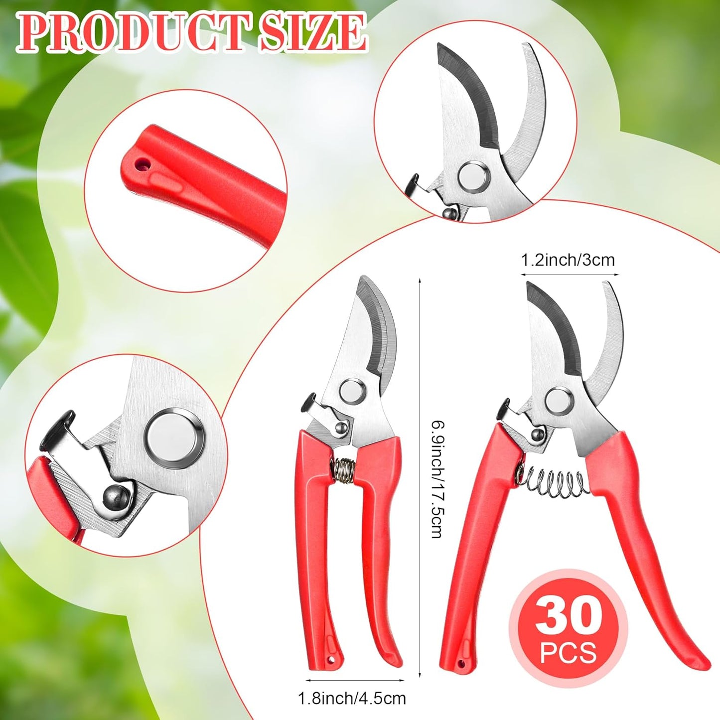 Chumia 30 Garden Flower Shears Pruning Scissors Heavy Duty Plant Scissors Trimming Garden Clippers Hand Tree Pruner for Yard Gardening Plants Hedge Flower Tree Cutting Secateurs (Orange)