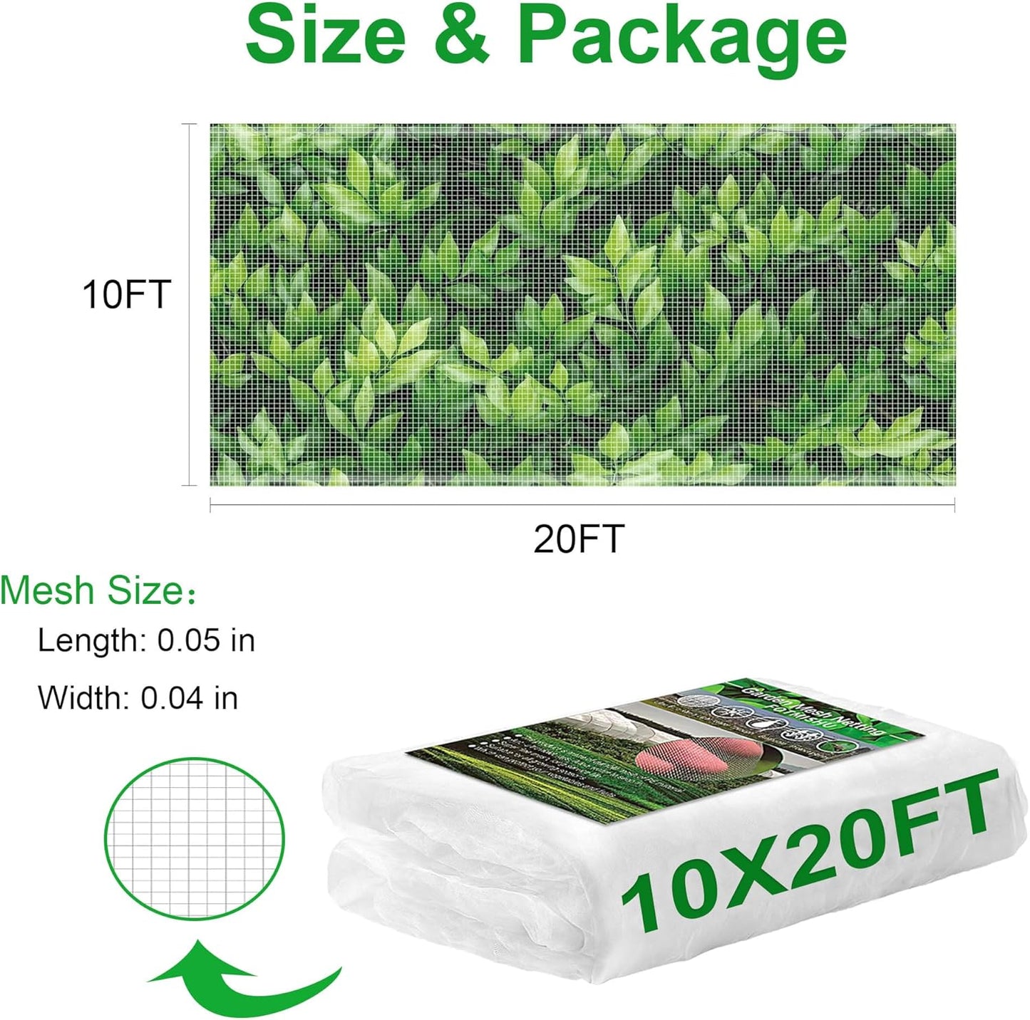 FOTMISHU Garden Netting 10x20FT Ultra Fine Mesh Netting Bird Barrier Protection Vegetable Fruit Tree Bushes Plant Cover for Raised Bed
