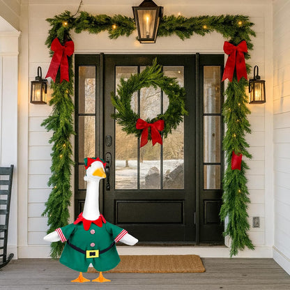 Christmas Porch Goose Outfits for 23 Inch Lawn Statue, Goose Costume for Plastic/Cement Statue Yard Patio Xmas Winter Decor