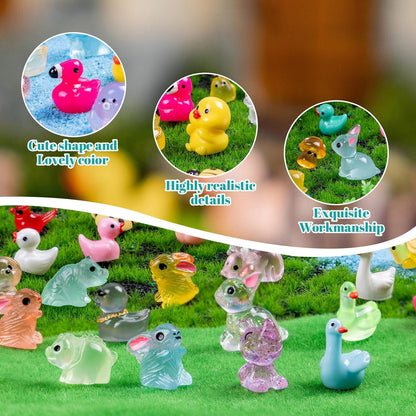 240 Pcs Mini Resin Animals Variety Tiny Animals Figures Miniature Little Small Animal Figurines Bulk for Micro Fairy Garden Landscape Accessories Hide Crafts Decor Aquarium