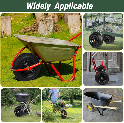 Taifa 13 Inch 1 Pack Solid Flat Free Replacement Tires and Wheels 4.00-6 with 5/8'' Axle Bore Hole, Air Less Wheel for Wheelbarrow/Wagon/Hand Truck/Trolley/Garden Scooter etc.