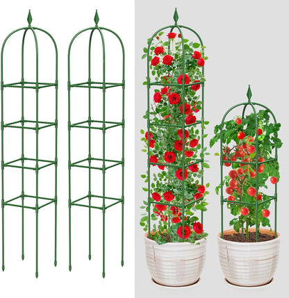 Garden Trellis for Climbing Plants Outdoor & Indoor - 2 Pack 6Ft Tall Rustproof Plant Support Cage for Vines, Flowers, Vegetables, Roses | Heavy-Duty, Adjustable & Decorative