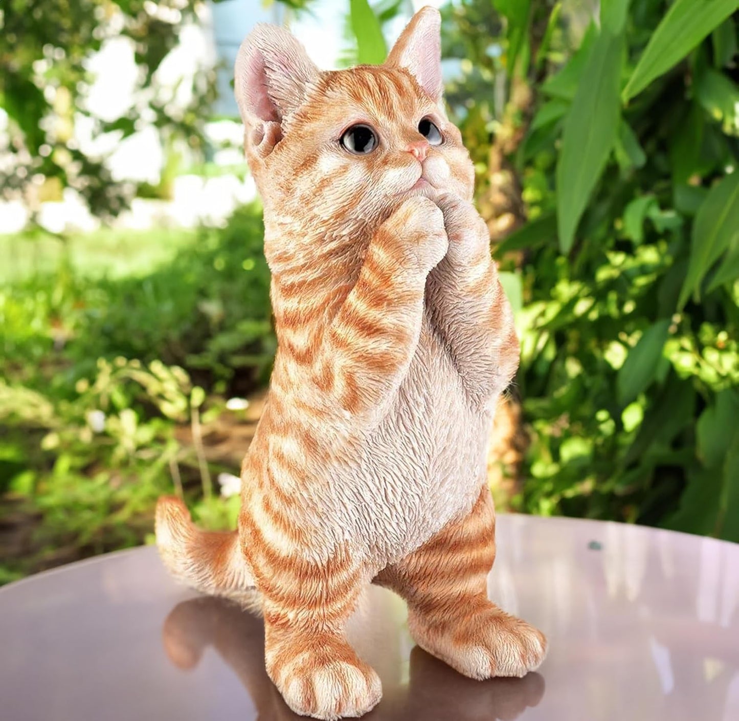 Outdoor Funny Cat Statues Decro,Yard Art Garden Sculptures & Statues,Outdoor Real Animal Sculpture,Perfect for Home Garden Stairs,Farm,Patio,Backyard