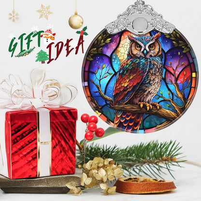 Stained Glass Suncatcher Ornament - Owl Christmas Decorations - Christmas Ornaments for Tree - Holiday Present Ideas - Gift Exchange