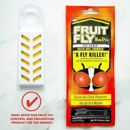 Fruit Fly BarPro – Vapor-Activated Insect Control Strip – Better Than Fruit Fly Traps – Kills Flies, Gnats, Roaches, Mosquitoes, and More – Odorless, 4 Month Protection