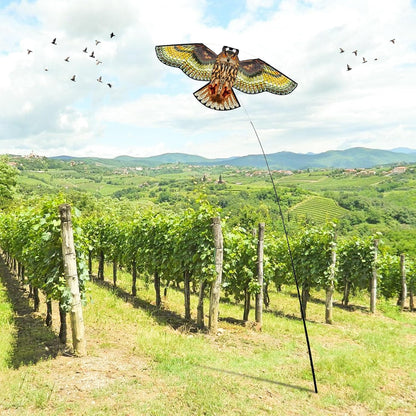 Bird Hawk Flying Kite with Pole Crop Protector Bird Scare Kites with 4m Pole - Owl Kite