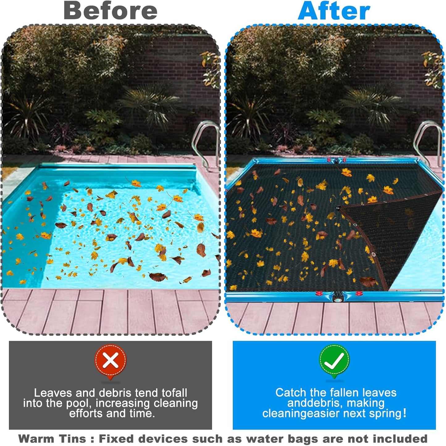 16 x 32FT Pool Leaf Net Cover- Thicken Rectangle Leaf Netting for Inground and Above Ground Swimming Pools Cover with Reinforced Gromments,Winter Above Ground Pool Screen Cover, Catching Leaves