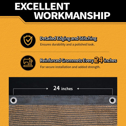 4x20Ft Garden Privacy Fence Screen, 180GSM Heavy Duty 90% Blockage Windbreak Mesh Tarp with Reinforced Edges & Anti-Rust Grommets, Includes Zip Ties for Garden, Yard, Backyard, Outdoor, Mocha