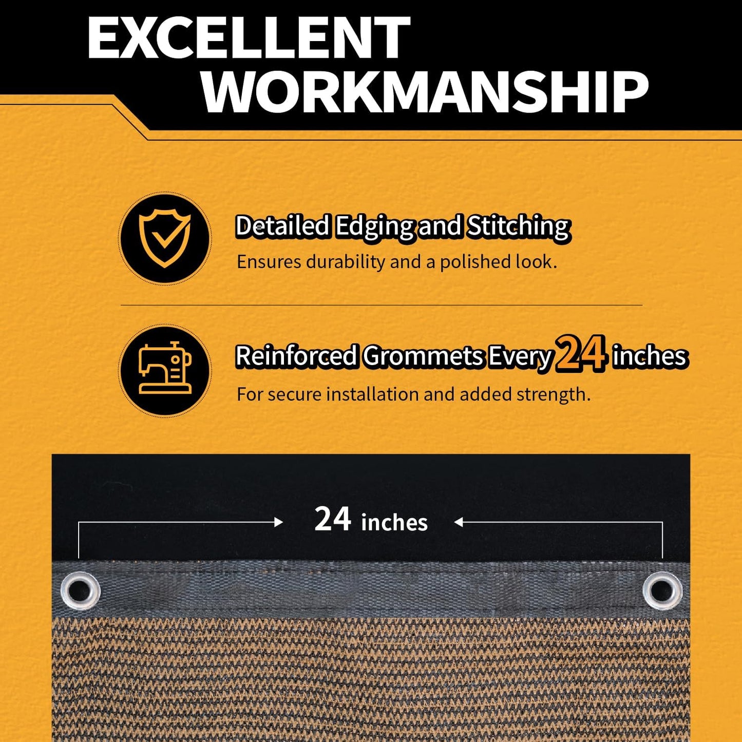 5x30Ft Garden Privacy Fence Screen, 180GSM Heavy Duty 90% Blockage Windbreak Mesh Tarp with Reinforced Edges & Anti-Rust Grommets, Includes Zip Ties for Garden, Yard, Backyard, Outdoor, Mocha