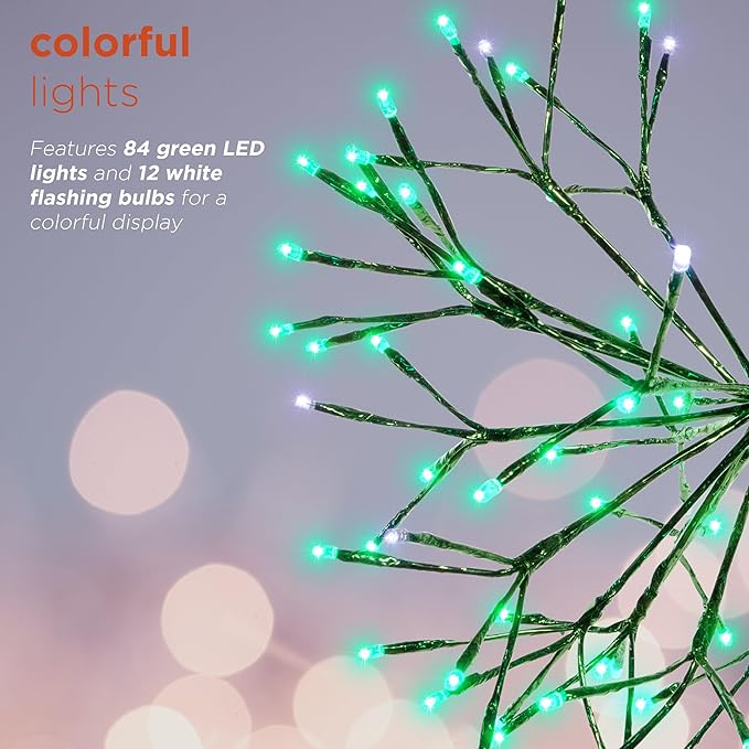 Alpine Corporation 16"H Indoor Holiday 3D Snowflake Hanging Ornament with LED Lights, Green , Christmas Decoration