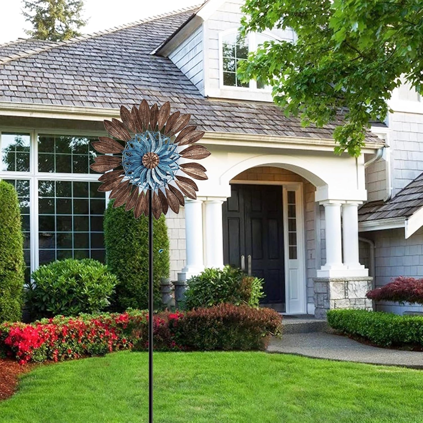 Wind Spinners 360°, Garden Outdoor Metal Windmill Yard Spinners Large 84 in Height 22 in Dia Dual Direction Dual Rotors Wind with Kinetic, Wind Spinner Clearance for Yard and Garden Art Decor(Copper)