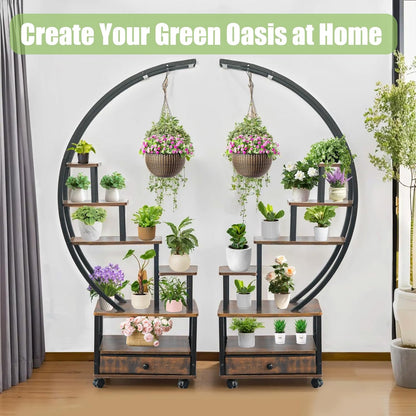 Plant Stand Indoor: 6-Tier Plant Stand Metal Display with Wheels Hanging Planters for Indoor Plants/Books/Fashion Accessories 2pcs