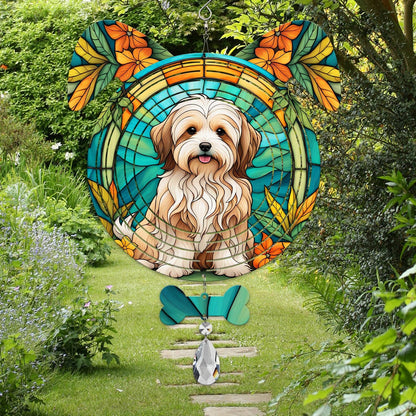 Havanese Dog Ears Wind Spinner, Havanese Wind Spinner Hanging for Yard and Garden V02