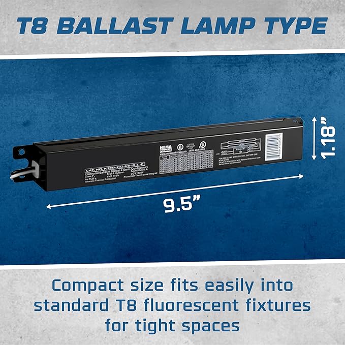 OHLECTRIC 2 Pack - Replacement for Keystone KTEB-232-UV-IS-L-P 2 Lamp T8 Electronic Fluorescent Ballast with Low Light Output | 120-277V Input with Instant Start Operation | 0.78 Ballast Factor