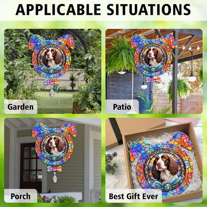American Water Spaniel Dog Ears Wind Spinner, American Water Spaniel Wind Spinner Hanging for Yard and Garden