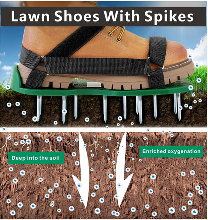 Heavy Strap Garden Aerate Spike Shoes Upgrades Lawn Aerator Shoe Tools Yard Aeration Shoes for Grass Soil Aerating Spikes (Standard Style)