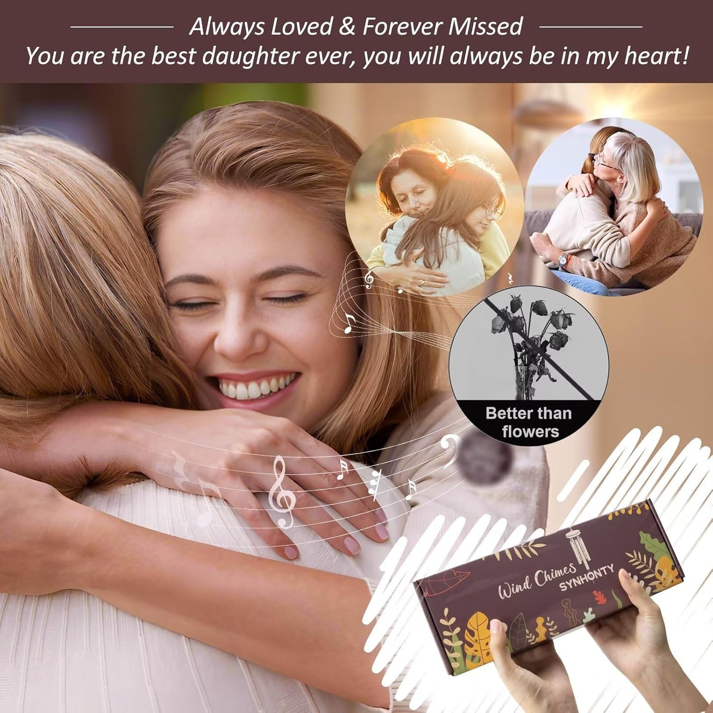 Memorial Gifts for Loss of Daughter, 25''Memorial Wind Chimes of Sympathy Gifts for Loss of Daughter,Bereavement, Condolence, Remembrance Gifts,Windchimes in Memory