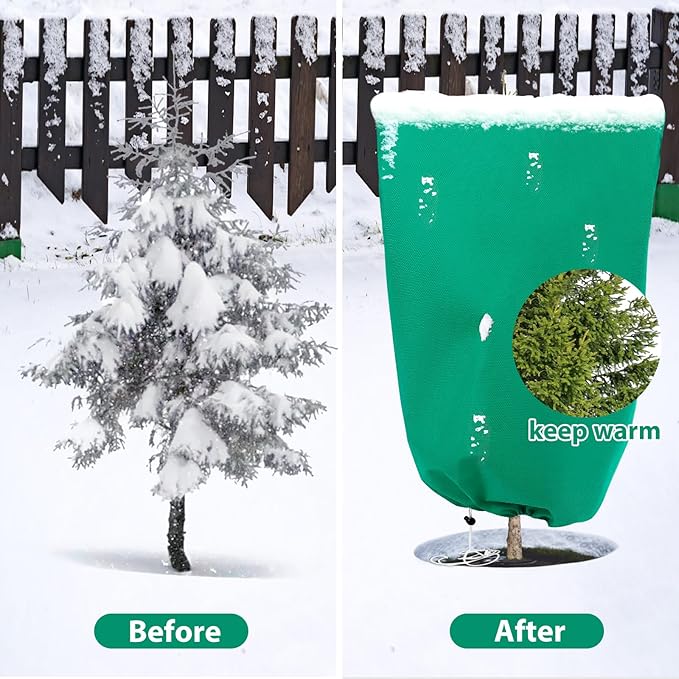 2 Pack Plant Covers Freeze Protection for Winter, 2.2oz/yd² (72" X 47") Frost Blankets Cloths With Zipper/Drawstring , Large Plant Frost Protection Covers Outdoor, for Shrub Bush Fruit Tree Potte