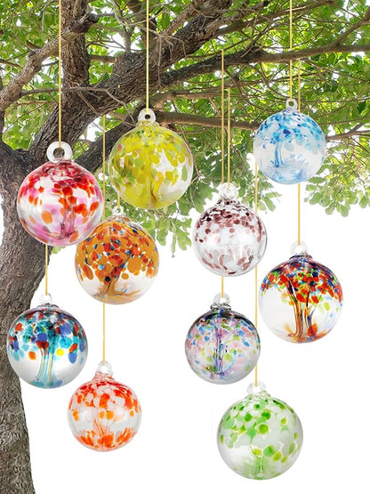 Dale Tiffany Hand Blown Glass, 6" Diameter Blush, Tree of Life Collection, Witch Globe Hanging Garden Indoor/Outdoor Decorative Ornament Gazing Ball