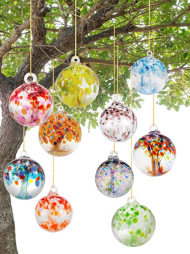Dale Tiffany Hand Blown Glass, 6" Diameter Enchanted, Tree of Life Collection, Witch Globe Hanging Garden Indoor/Outdoor Decorative Ornament Gazing Ball