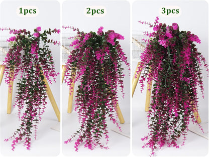 Fake Monkey Plants Hanging Eucalyptus Vines Fake Vines Faux Hanging Plants for Outdoor Garden Yard Backdrop Decor Indoor Room Table Wall Home Hanging Decoration(Fuchsia)