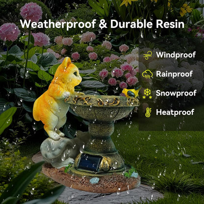 Solar Two Kittens Garden Statues with LED Lights, Outdoor Decor for Patio Yard Balcony - Unique Housewarming Birthday Gifts for Women Mom Grandma