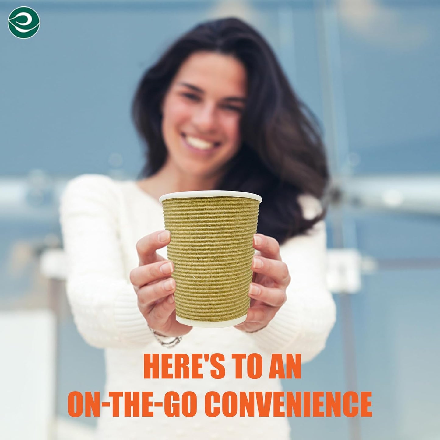 ECO SOUL 12oz Compostable Ripple Cups (50 Pack) – Biodegradable Paper Cups, Non-Toxic Disposable Cups for Hot Drinks, To-Go Coffee Cups, Eco-Friendly & Ripple Paper Cups