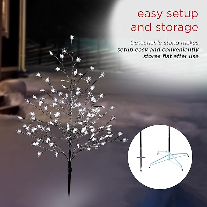 Alpine Corporation 58"H Indoor/Outdoor Frosty Christmas Snowflake Tree with LED Lights , Christmas Decoration