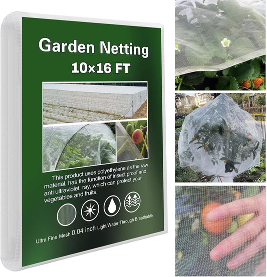 YFFSIDMY Garden Netting 10'x16', Protection Mesh Netting Plant Cover, Ultra Fine Barrier Nets for Row Covers Greenhouse Raised Bed, Vegetable Fruits Crop Screen Keep Animals Birds Away