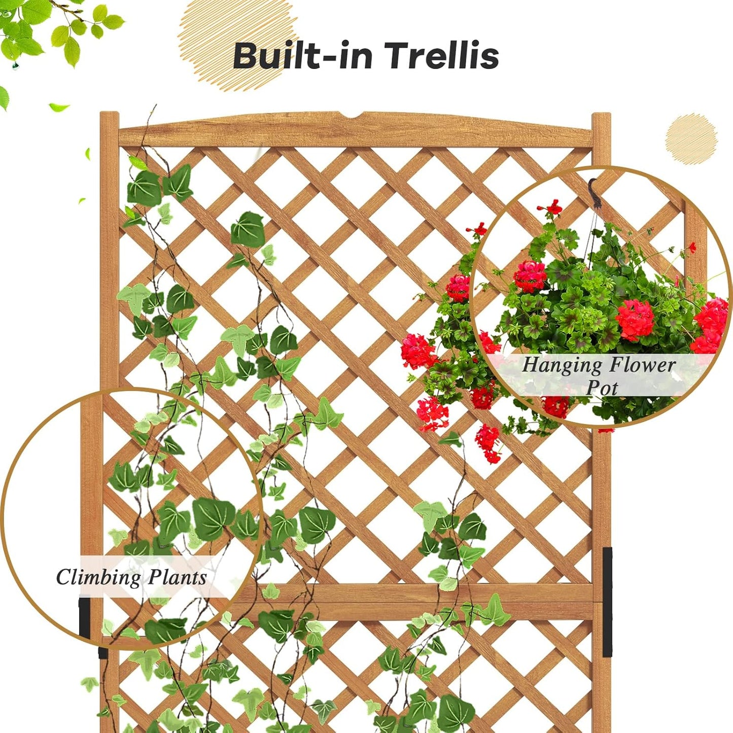S AFSTAR Raised Garden Bed Outdoor Set of 2, 35.5x17.5x71-inch Planter Box with Trellis & Removable Bottom Base, Trellis Planter for Hanging Baskets, Idea for Patio Balcony Yard Against Wall