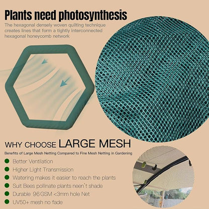 Poray Large Tunnel 10FTx6FT Plant Netting Cover, 6FT Tall Crop Cage Tomato Netting,Pest Guard Cover for Vegetables &Fruits,Durable Gardening Net for Plant and Animal