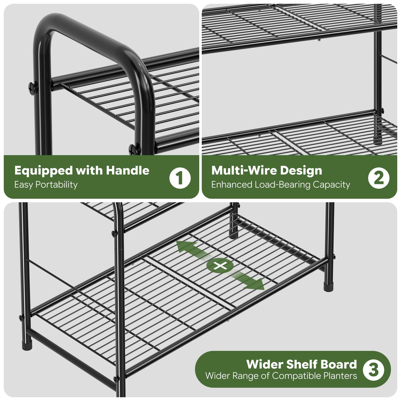 Simple Trending Plant Stand Indoor Outdoor, Plant Shelf for Multiple Pots Metal, 3 Tiers Large