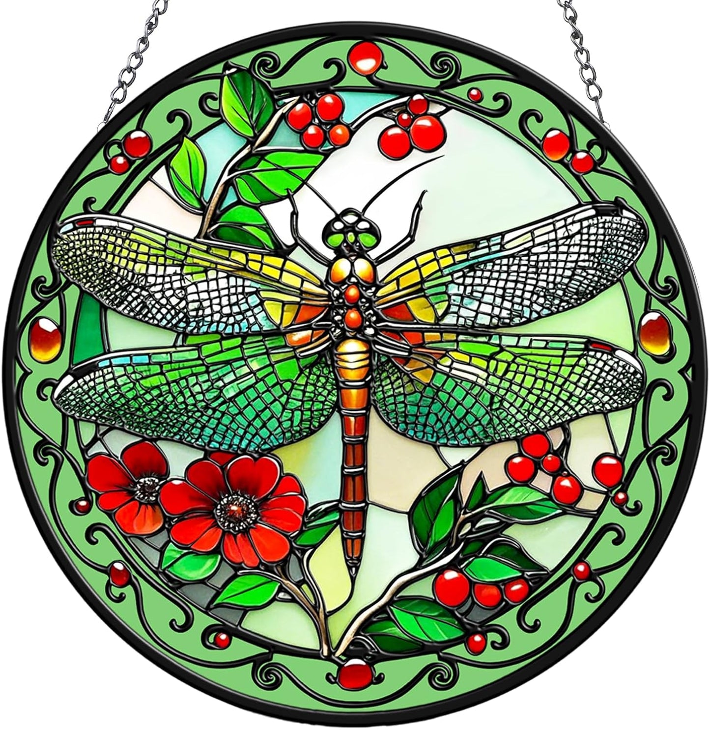 Dragonfly Suncatchers for Windows Hanging - 8 in Stained Glass Sun Catchers Indoor Window, Suncatcher Stain Glass Window Hanging for Home Decor, Gifts for Holiday or Wall Art