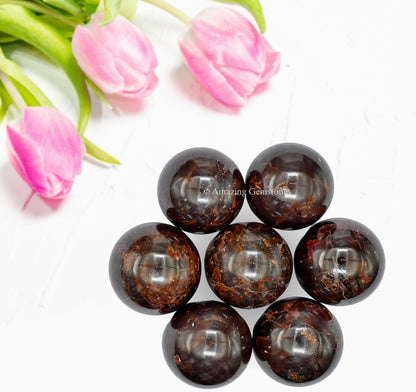 Amazing Gemstone Garnet Crystal Ball - 1 Inches Crystal Sphere Meditation Balls for Witchcraft and Decorative Balls - Crystals and Healing Stones Beginners Gift (Pack of 1)
