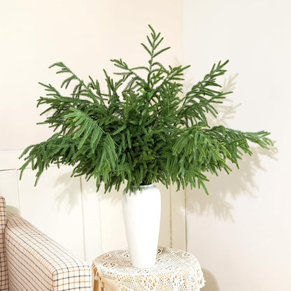 5 Pcs 36 Inch Artificial Norfolk Pine Stems Faux Christmas Greenery Evergreen Realistic Pine Branches Fake Cedar Pine Picks Winter Greens for Vases DIY Garland Wreath Home Holiday Decor